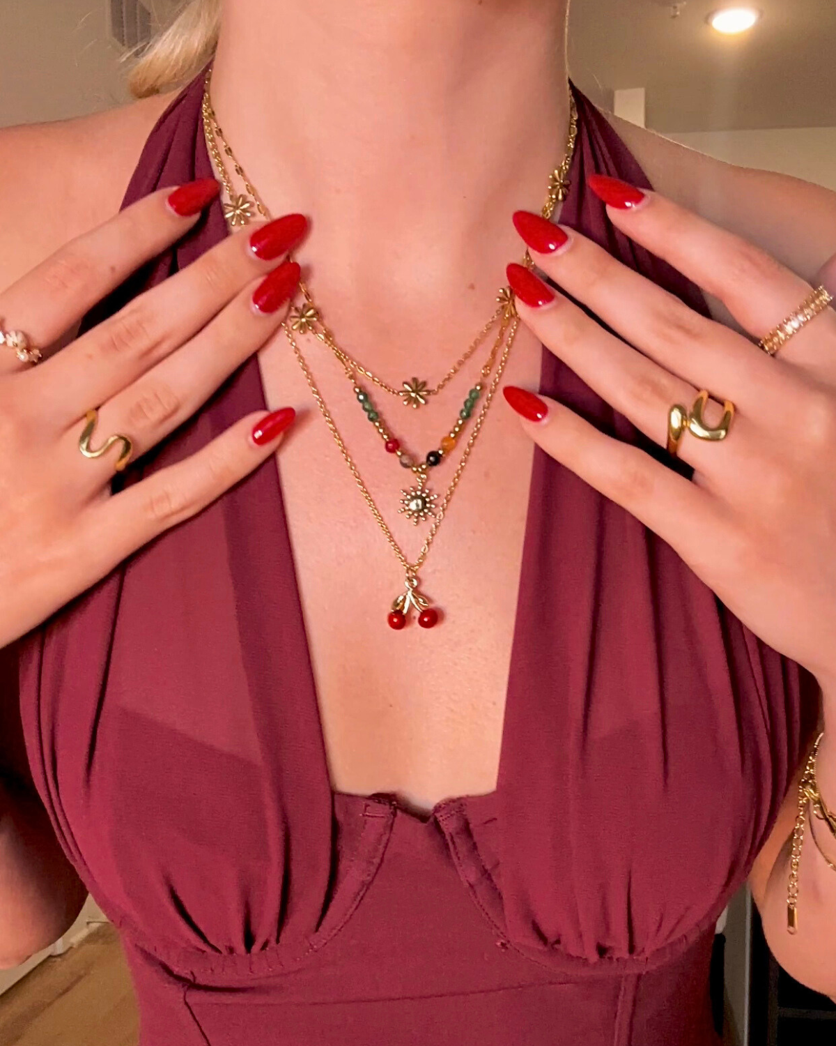 Golden Cherry Necklace